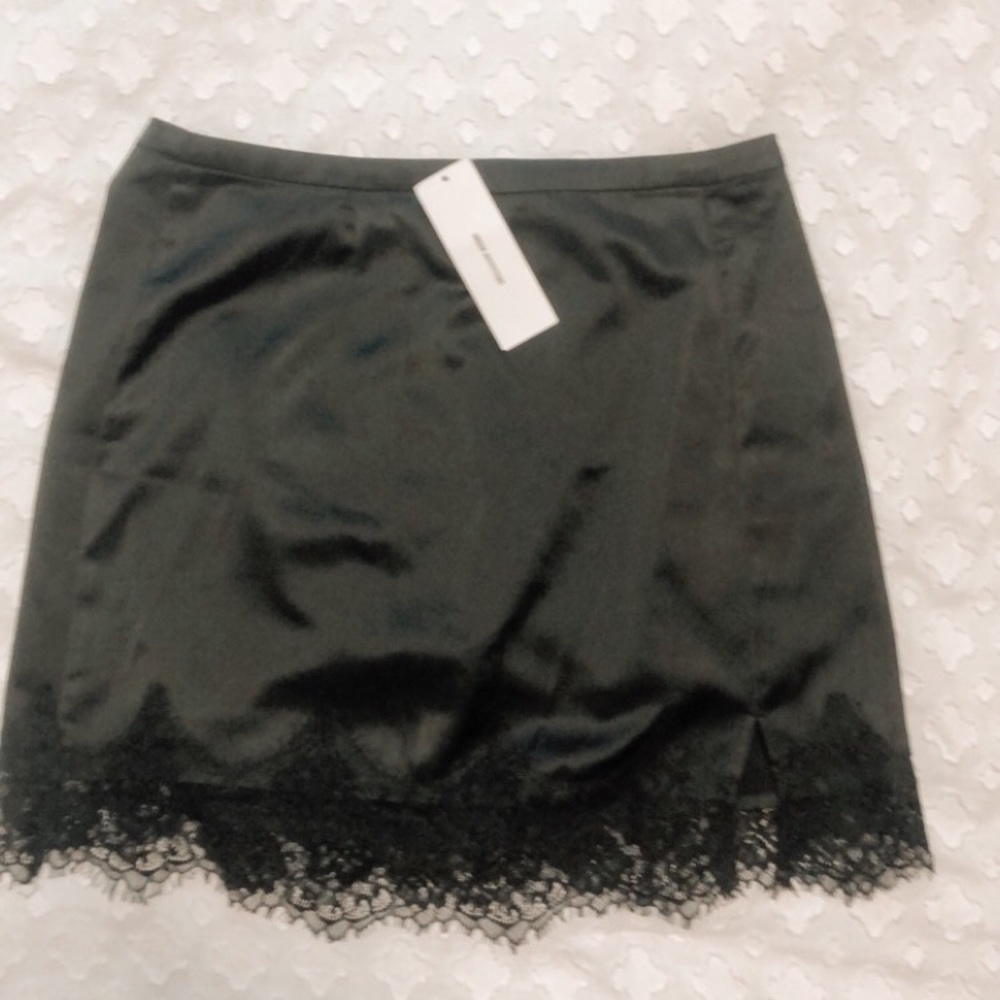 UO Satin lace trim skirt